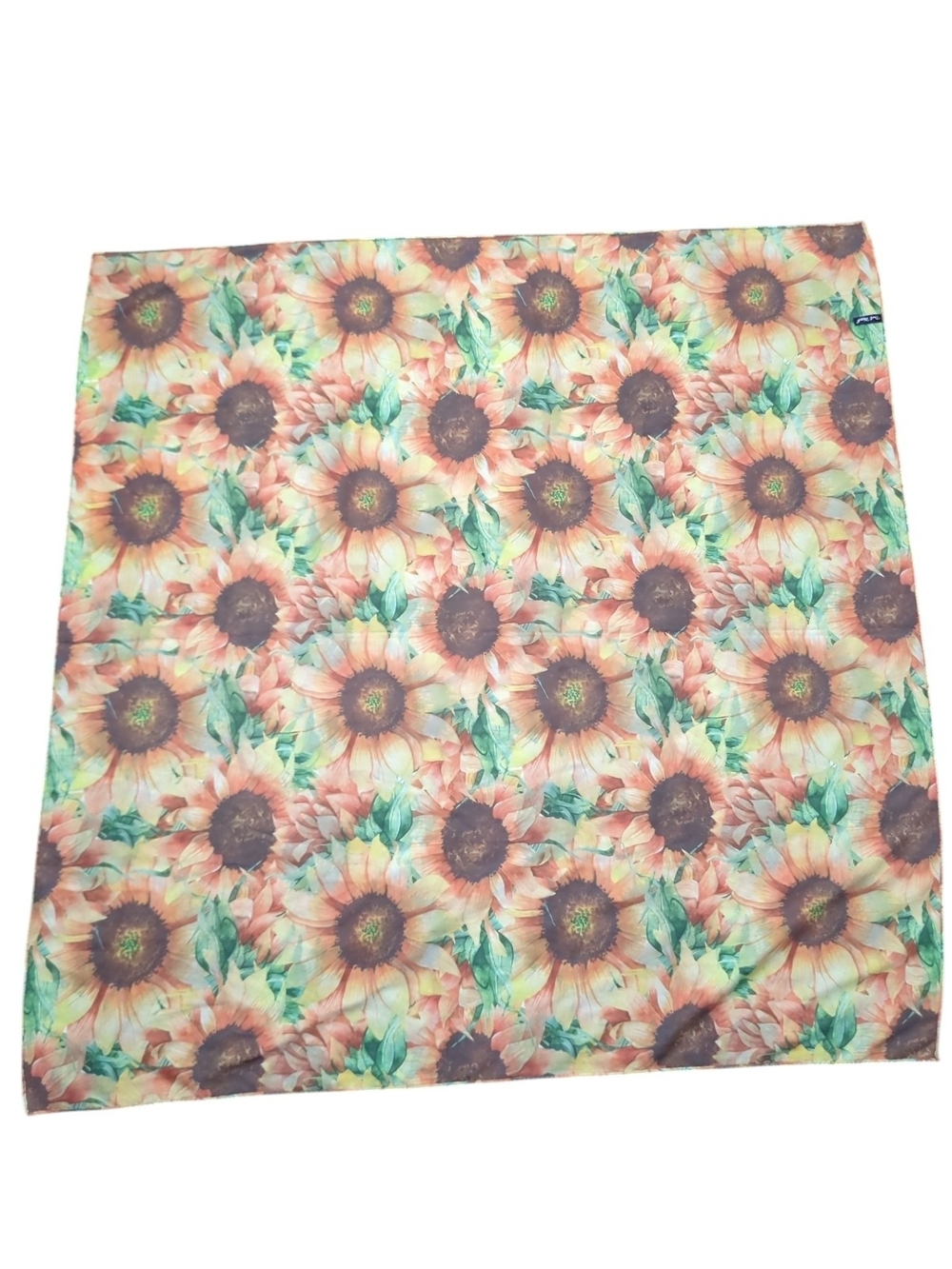 Dusti Rhoads Saddle Up Sunflowers Wild Rag Scarf 36x36 100% Silk RETIRED HTF